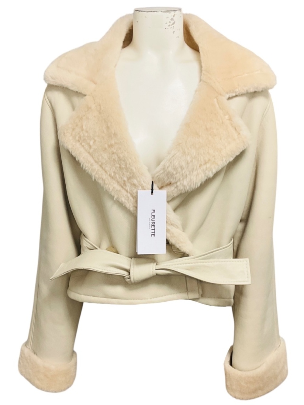 Fleurette Pearl Shearling Jacket with Belt